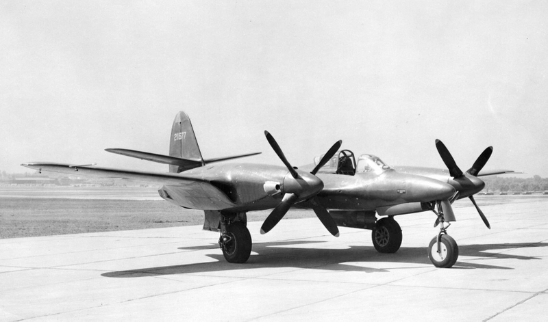 The XP-67 on the tarmac at Lambert Field in St. Louis (US Air Force)